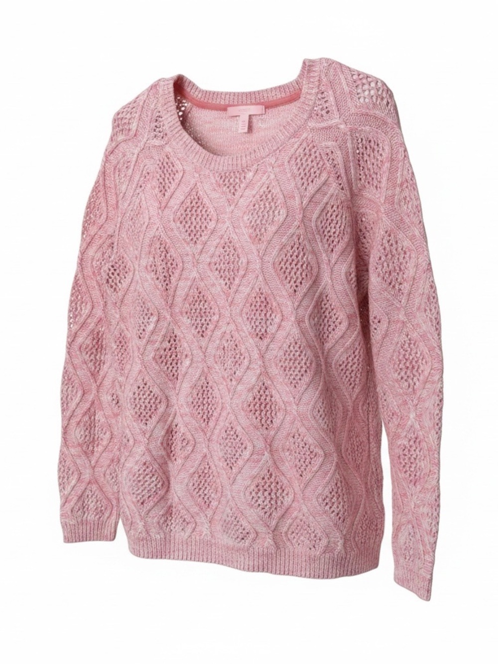 Source Unknown Blush Pink Heather Cable Scoop Neck Sweater